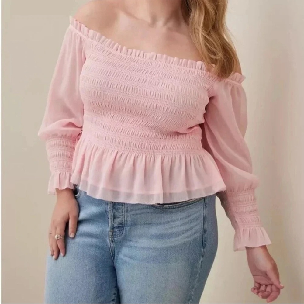 Torrid Pink Off-Shoulder Smocked Top